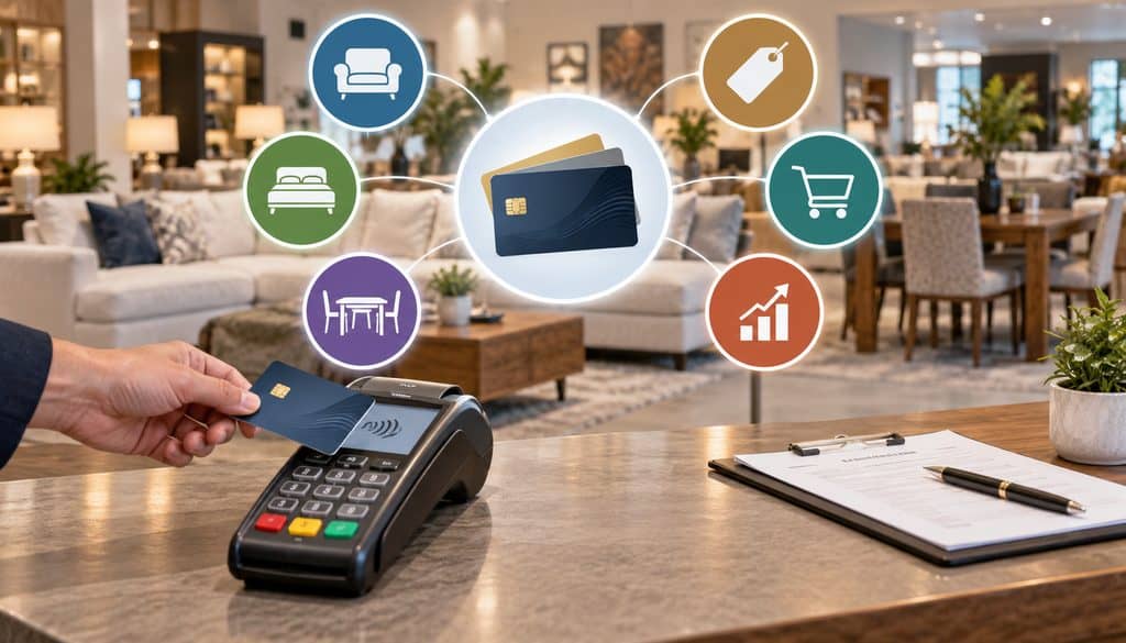 Large-ticket card payment at a furniture store